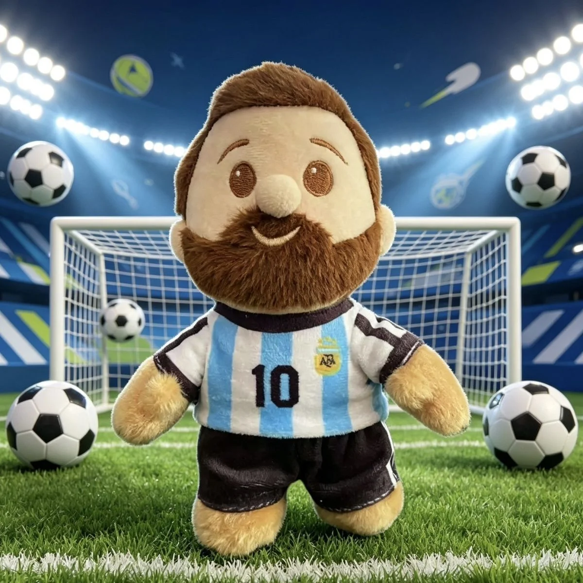 Jouet mignon, cadeau d'anniversaire ou de fête, poupée en coton en peluche de 18 cm, star du football Messi