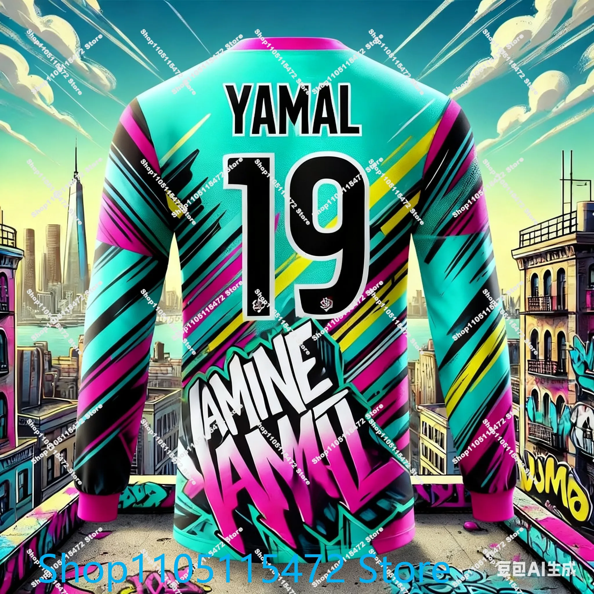 ГОРЯЧАЯ ПРОДАЖА YAMAL, памятное издание, футбольная рубашка с длинными рукавами, уличная матчевая дышащая быстросохнущая тренировочная одежда