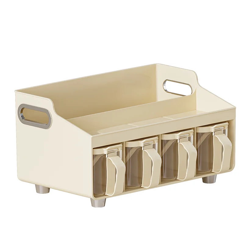 

Double-layer countertop seasoning box Light luxury cream style kitchen seasoning tank rack Multifunctional oil, salt