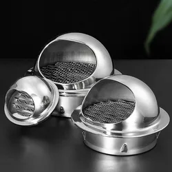 1pc Stainless Steel Vent Cap Exterior Wall Air Outlet Grille Round Heating Cooling Vent Cover Hemispherical Hood Design