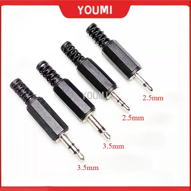 10pcs 3.5mm 2/3/4 Pole Mono Audio Connectors Jack Plug Headphone Male Adapter Jack Plug Male Jack Plug Wire Terminals L1