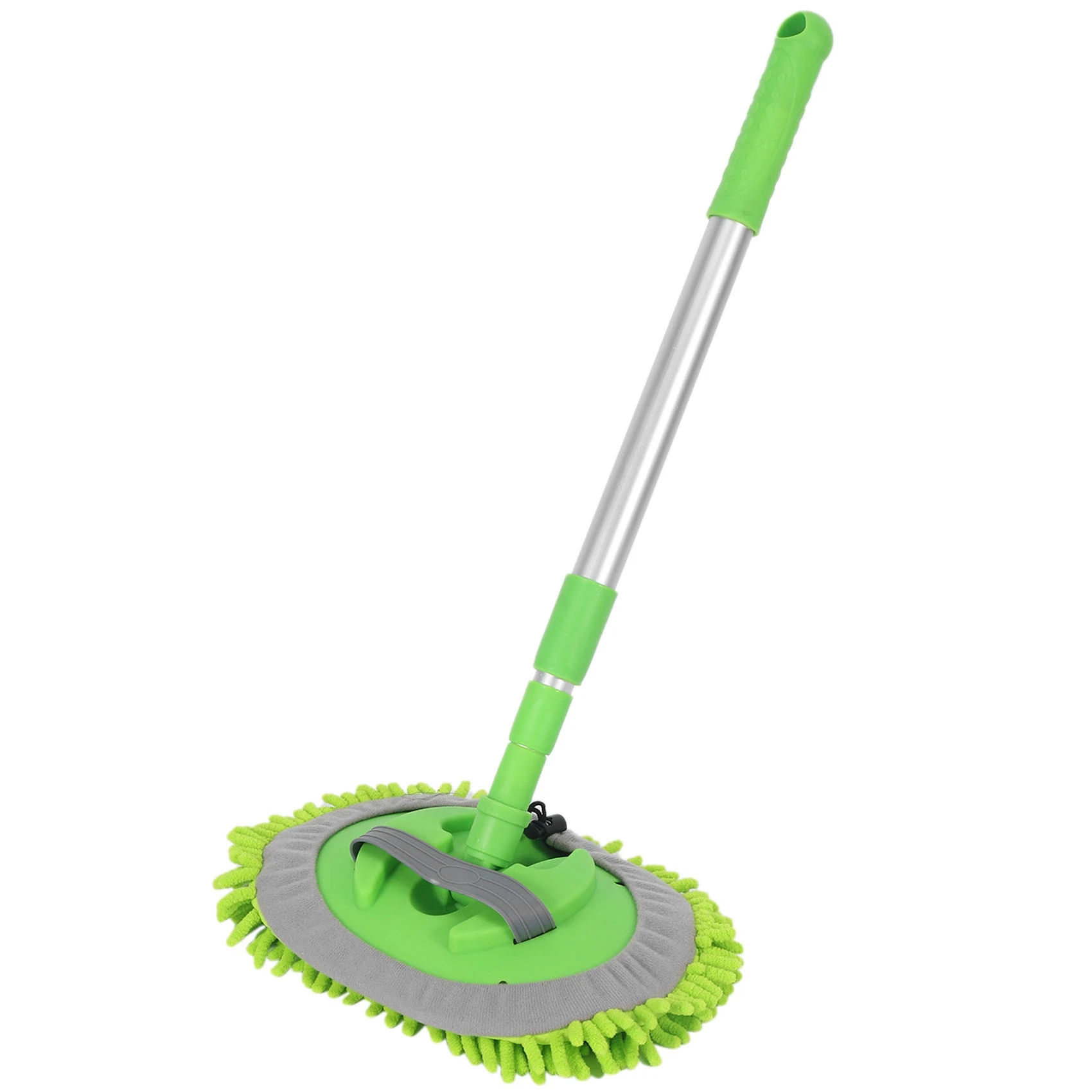 【Top Sale !!】2 In 1 Car Wash Mop Mitt With Long Handle, Chenille Microfiber Car Wash Dust Brush Extension Pole 24-46In, Scratch