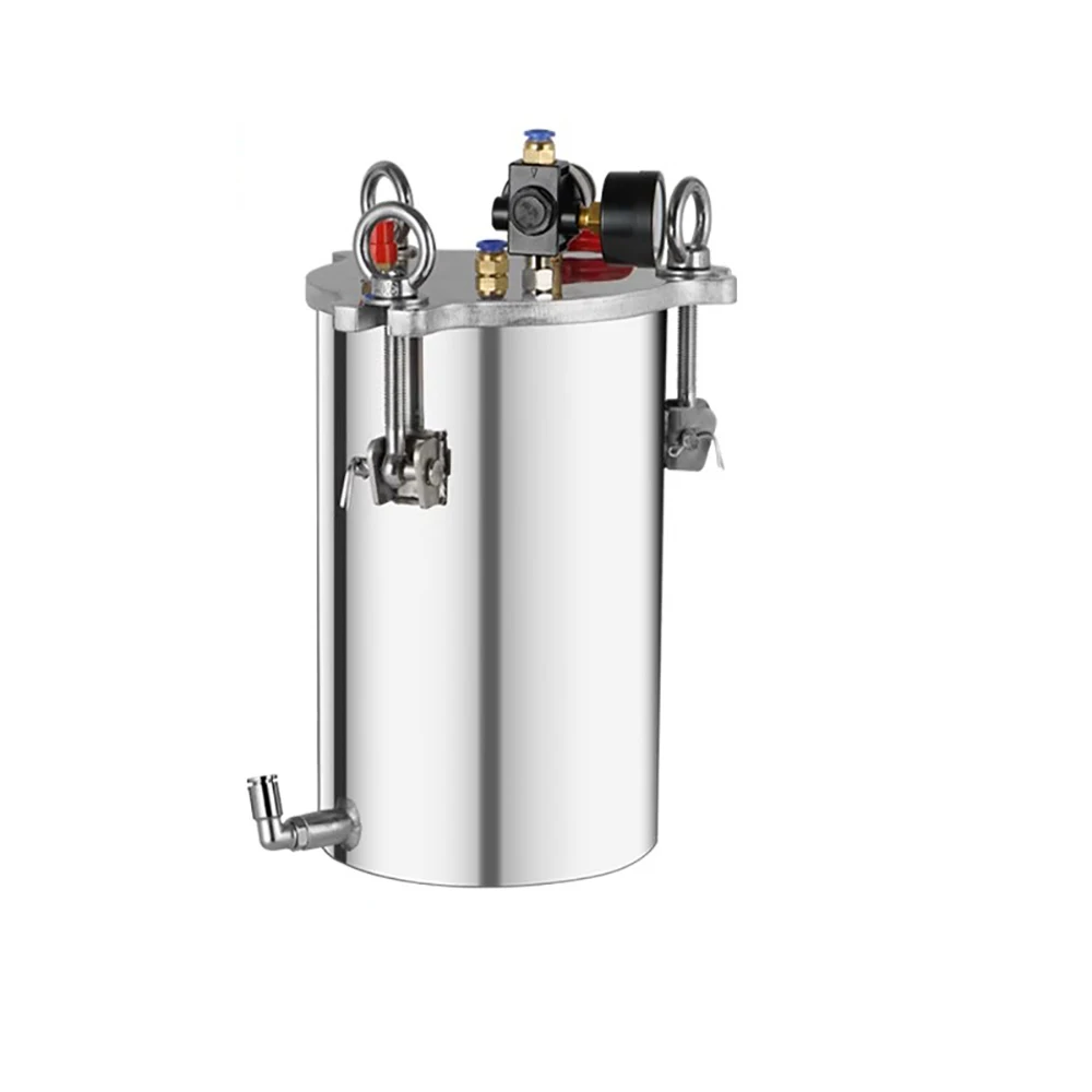 

3L Stainless Steel Side Discharge Dispenser Pressure Tank Fluid Dispensing Bucket with Safety Regulating Valve Max Pressure 8Bar