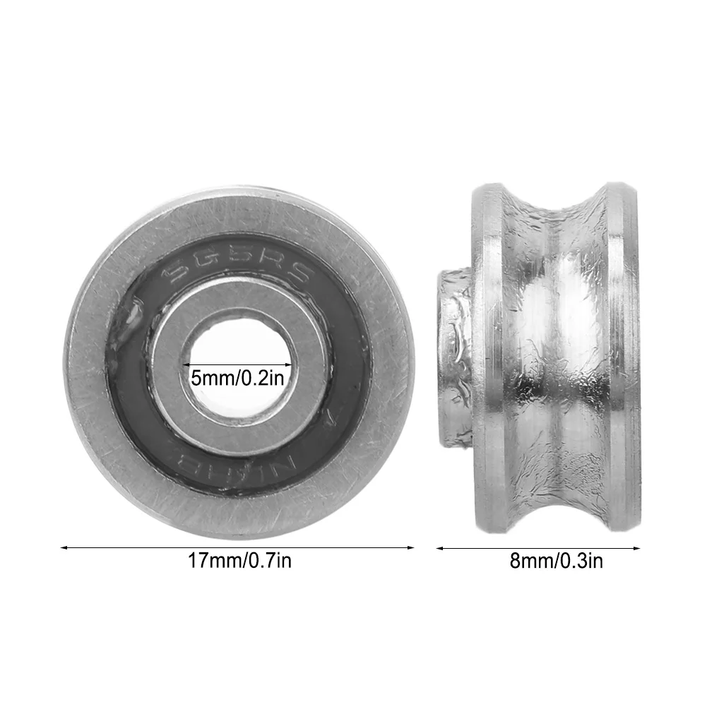 10 Pcs U Groove Bearing SG15 Track Guide Bearing 5 X 17 X 8mm(Single Row)