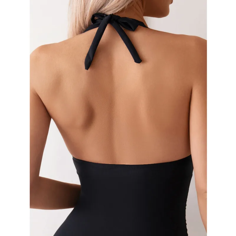 Summer Black Sexy One Piece Swimsuits Closed Women Swimwear Push Up Swimming Wear Body Bathing Suits Beachwear Pool Bather 2025 image 5