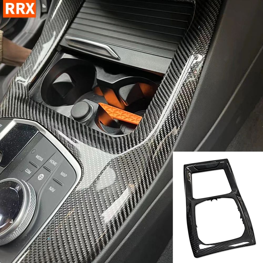 For BMW X3 G01 X4 G02 X3M F97 X4M F98 2021 2022 2023 Center Console Gear Shift Knob Panel Dry Carbon Fiber Cover Trim Refit Part