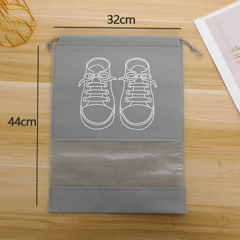 10Pcs Shoes Storage Bag Organizer Bags Non-woven Travel Portable Closet Bag Waterproof Pocket Clothing Tranparent Hanging Bag