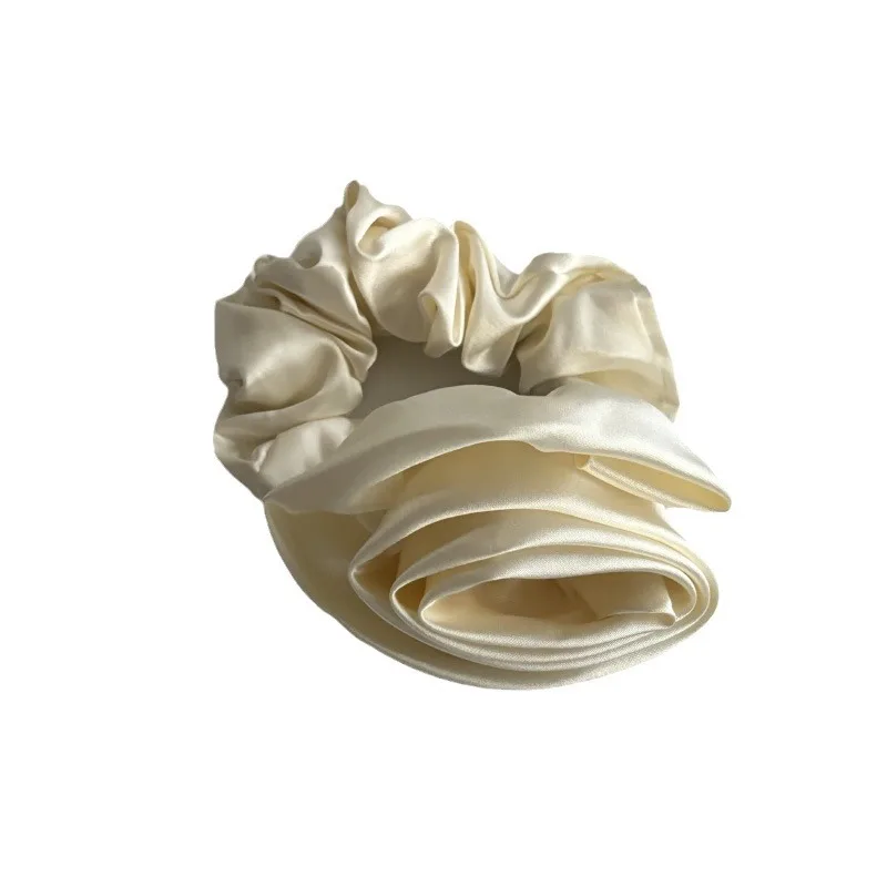 French High-Grade Satin Rose Flower Hair Rope Hair Band Ins South Korea Gentle Fairy Lady Hair Band Rubber Band