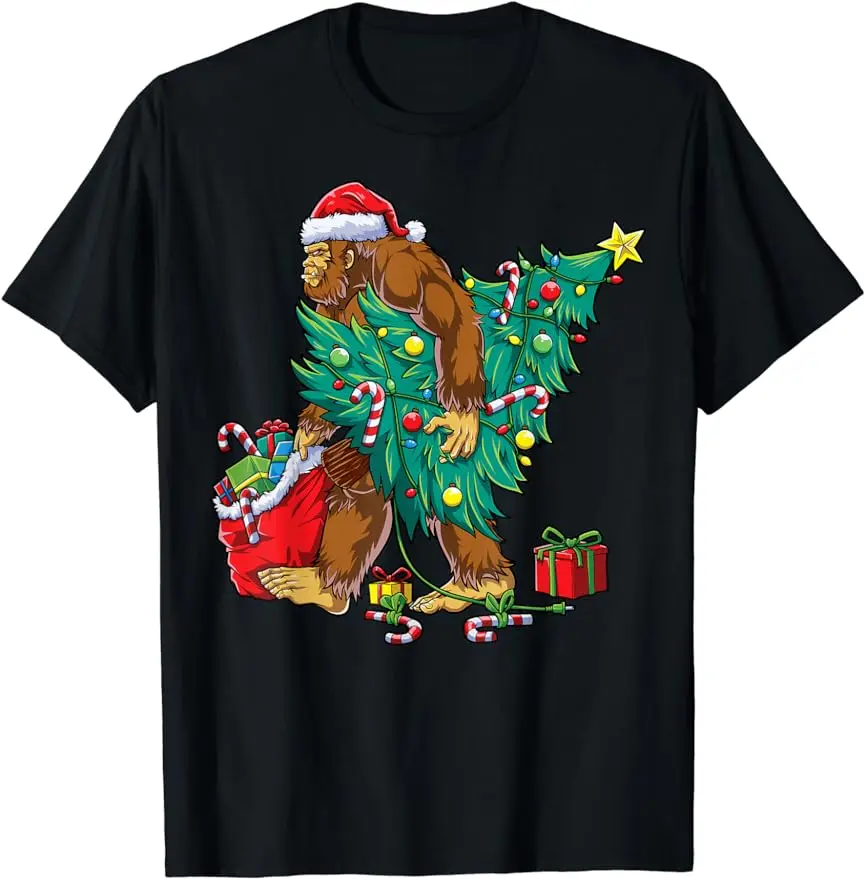 Dabbing Santa Xmas Lights Funny T-Shirt for Girls Boys & Kids Graphic Custom Printed Women Men T-shirt Men Clothing