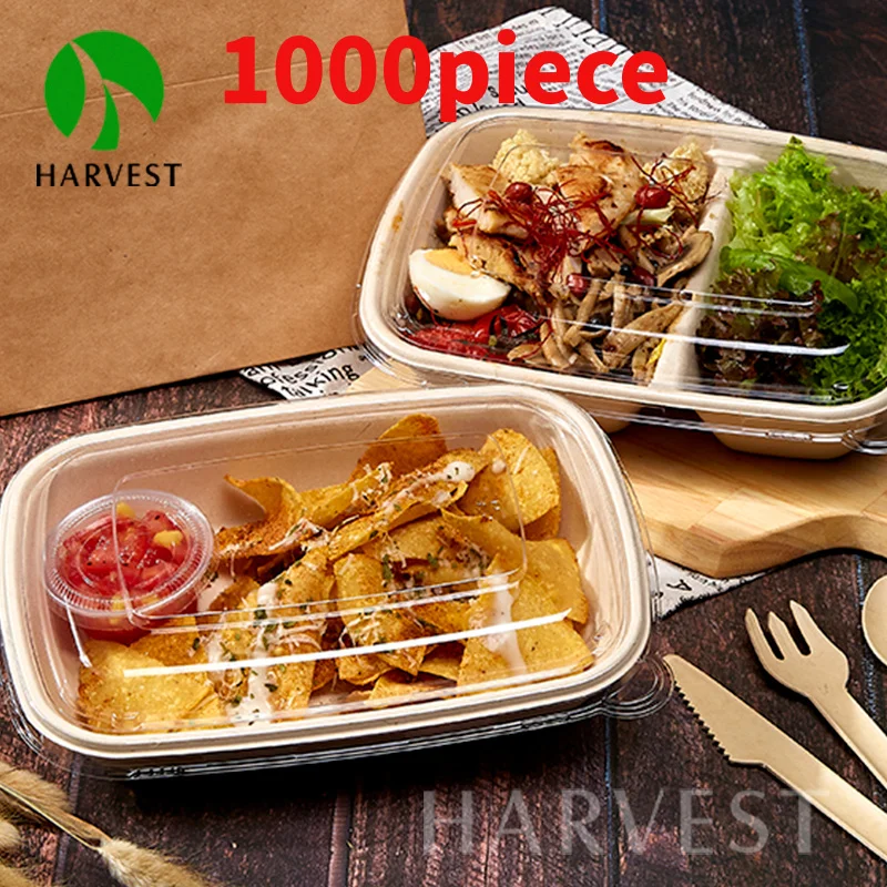 

10 00piece.Custom.32oz Rectangular Biodegradable Takeaway Food Container Sugarcane Bagasse Packaging Lunch Box