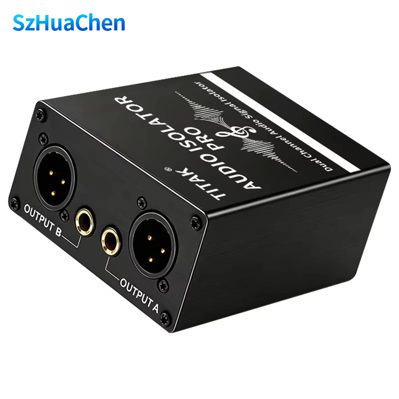 

Portable 2CH Audio Ground Loop Isolator Hum Noise Canceller XLR 6.35mm for Live Broadcast Studio DJ Band Sound System