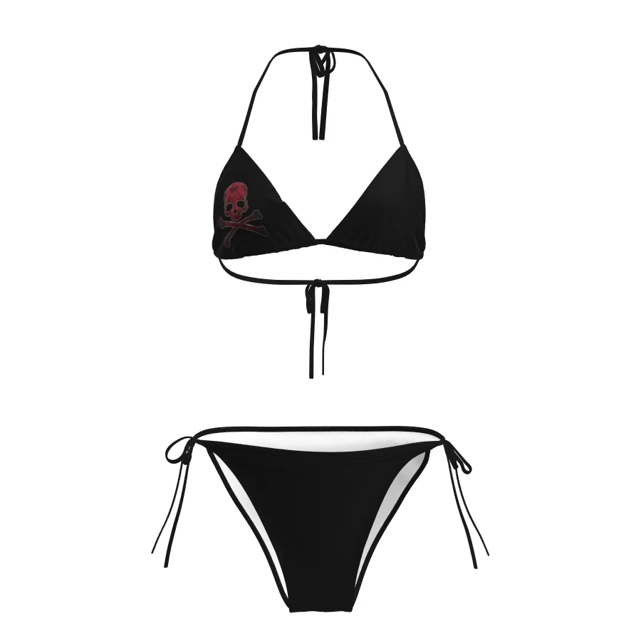 American retro dark punk Abi style skull print bikini millennium y2k hot spring vacation women's swimsuit