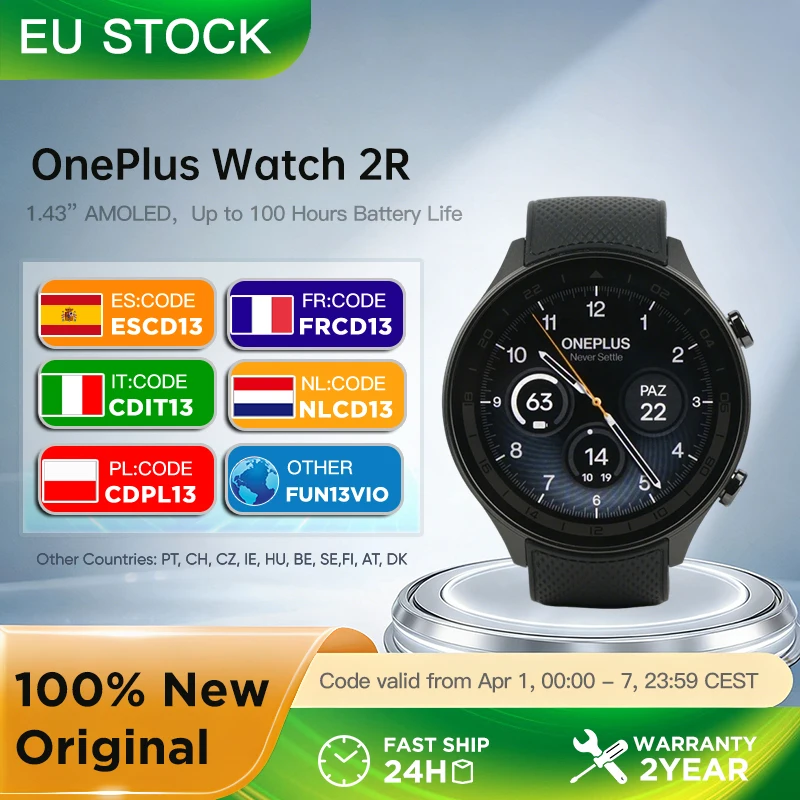 Reloj Inteligente OnePlus Watch 2R con Pantalla AMOLED de 1.43» y Snapdragon W5…