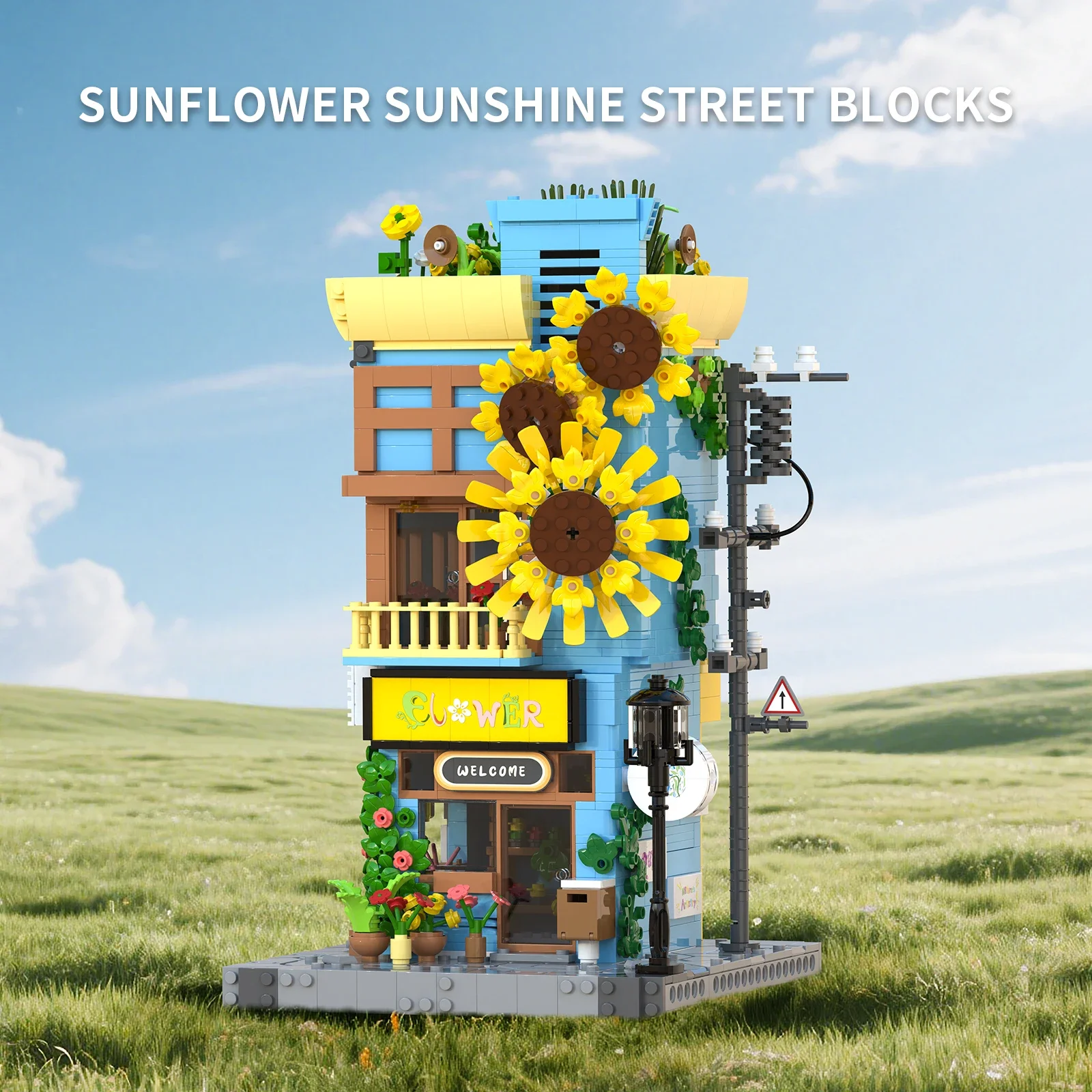 

1580PCS Flower House Building Blocks Sunflower Detached House Model Bricks Desktop Decoration Teens DIY Toys Holiday Gifts