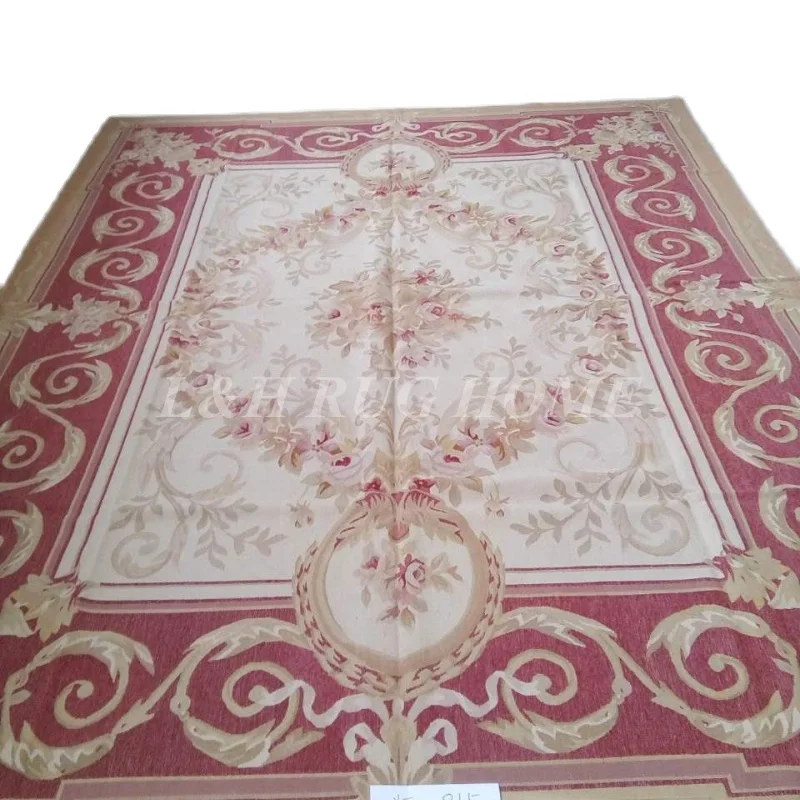 

Free shipping 9'x12' Aubusson rug French aubusson carpet hand woven carpet woolen area rug for home decoration