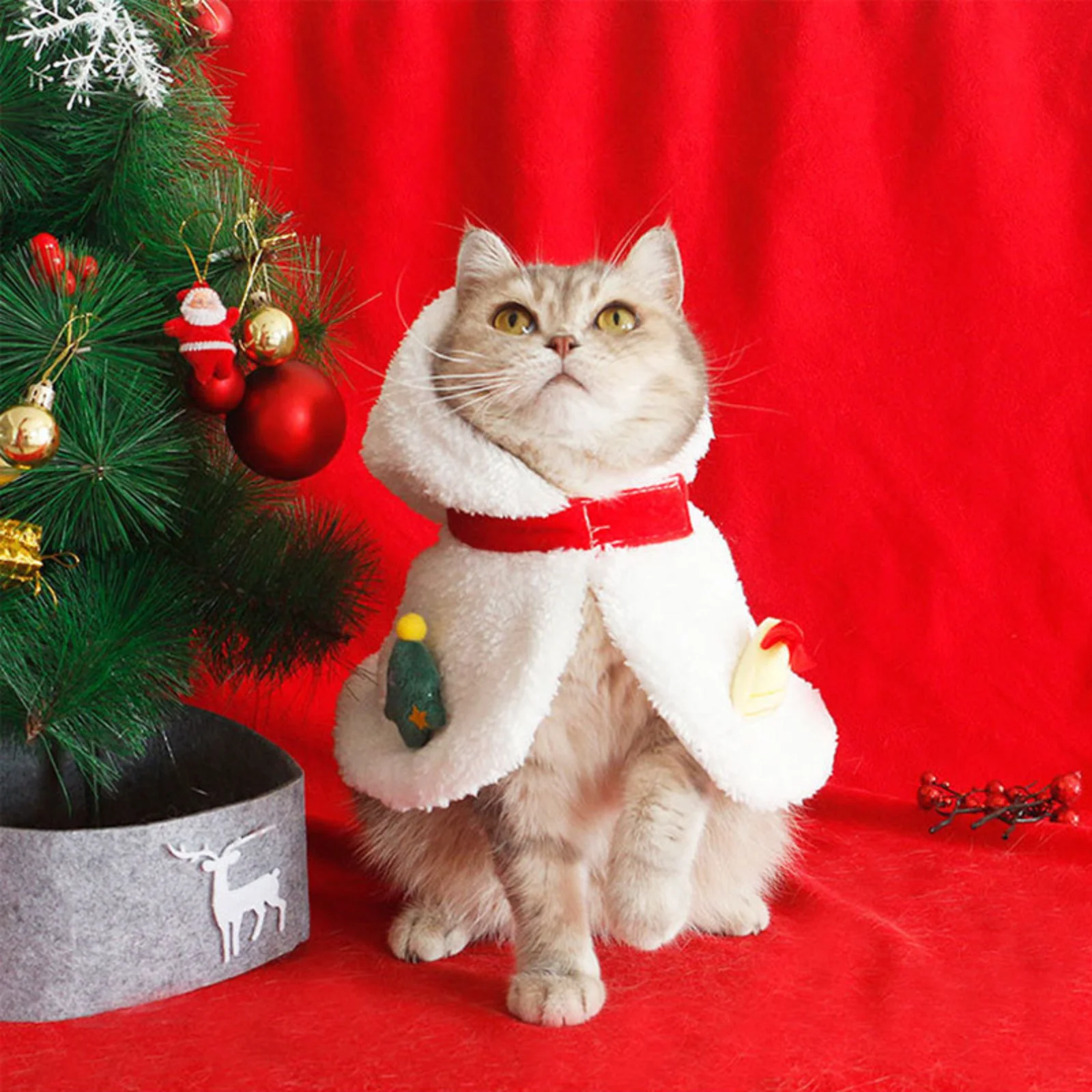 

Autumn Winter Christmas Pet Dog Cat Clothes Thickened Warm Snowman Cloak Snowman cloak suitable for small pets Creative clothing