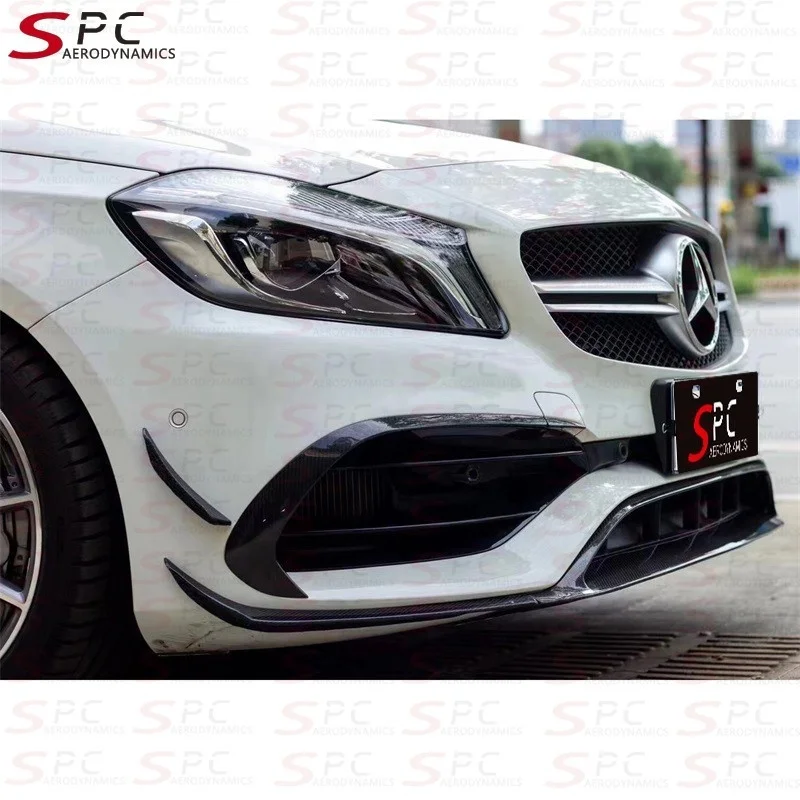 SPC Carbon Fiber Front Bumper Trim Parts For Benz W176 A45 2016-2018 Carbon Fiber Front Flaps For Mercedes Benz W176 Car Bumpers