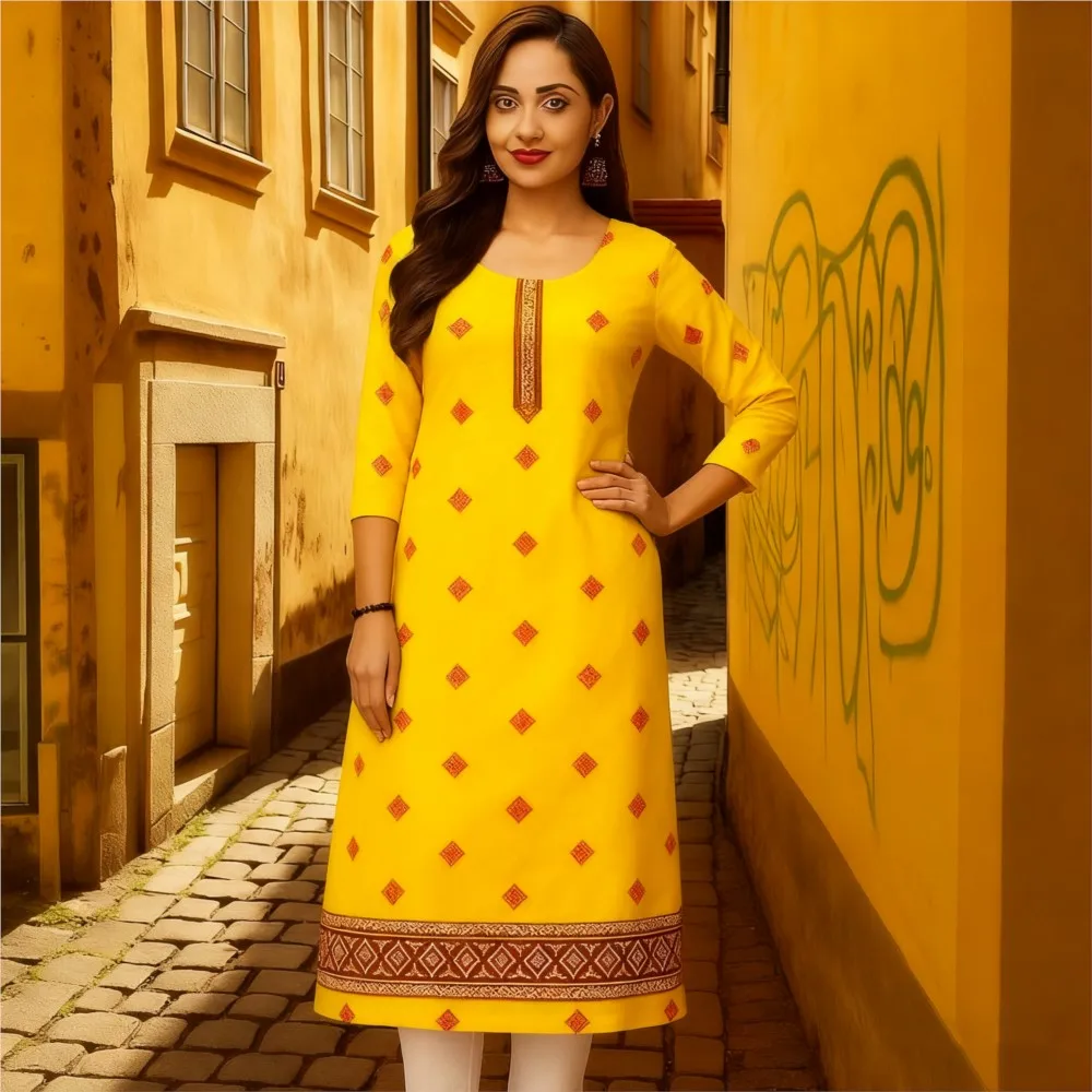 ชุดมุสลิมผู้หญิง แฟชั่นทันสมัย สไตล์ชาติพันธุ์ ทรงตรง ลำลอง ชายผ่า ลายช้าง อาบิโต้ ดอนน่า มุสุลมา