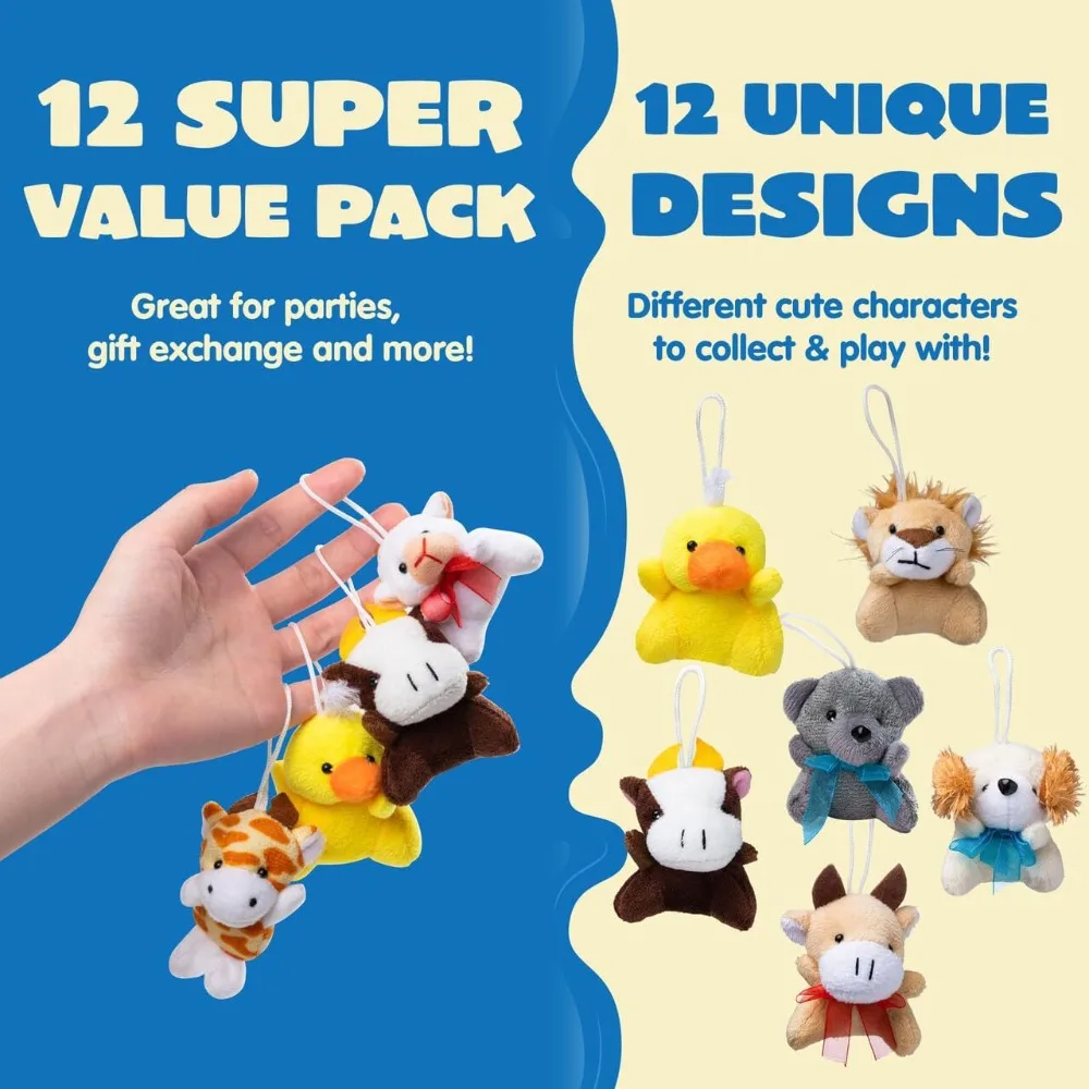 72 Pack Mini Animal Plush Toy Assortment (72 Units 3