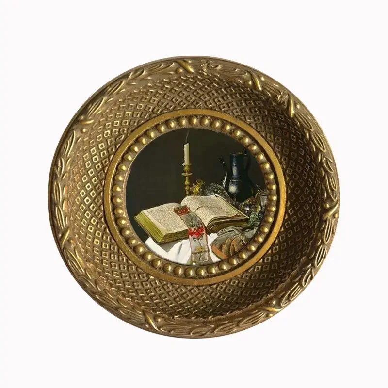 Antique Vintage Round Photo Frame Baroque Tabletop Photo Holder Wall Mounted