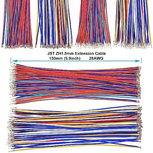 Masculino e Feminino Extensão JST Connector Kit, Pre-Crimped Cabos, 1.5mm, 150mm Fio, 28AWG, ZH 1.5mm, ZH-MF-150 Kit