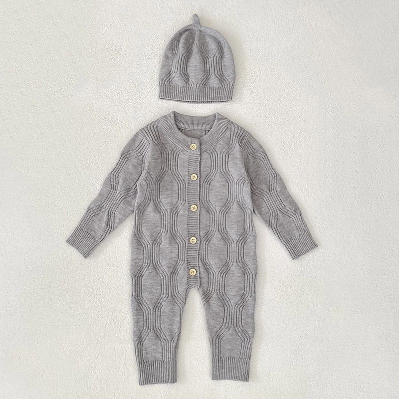 

Осенний свитер 2024, комбинезон для маленьких девочек и мальчиков, цельная одежда, вязаный комбинезон, однотонный комбинезон для маленьких мальчиков, утепленный трикотаж, наряды