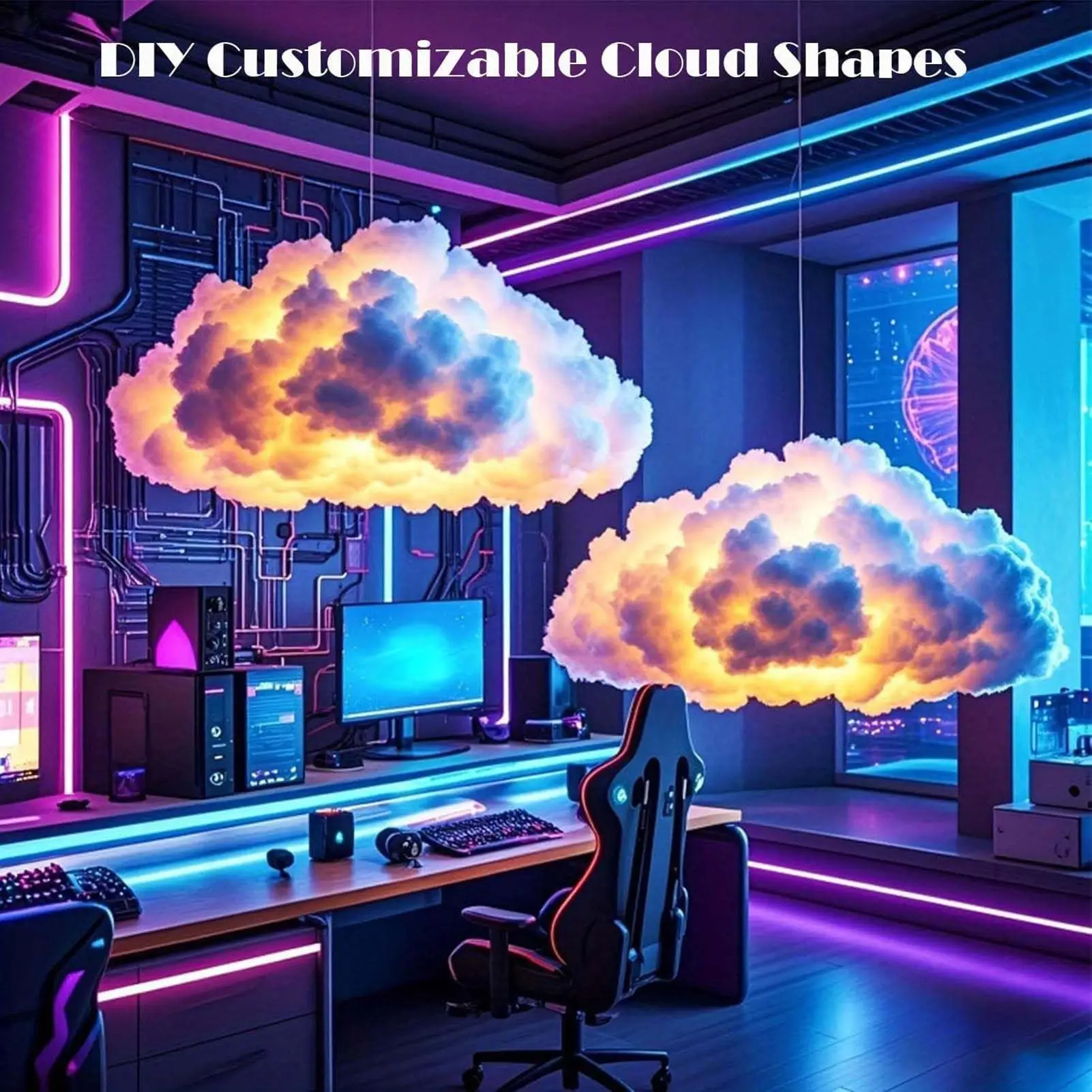 DIY USB الرعد سحابة مصباح 3D LED سحابة ضوء مع الموسيقى مزامنة المزاج الإضاءة ديكور لغرفة النوم والحفلات واستوديو التصوير الفوتوغرافي #6