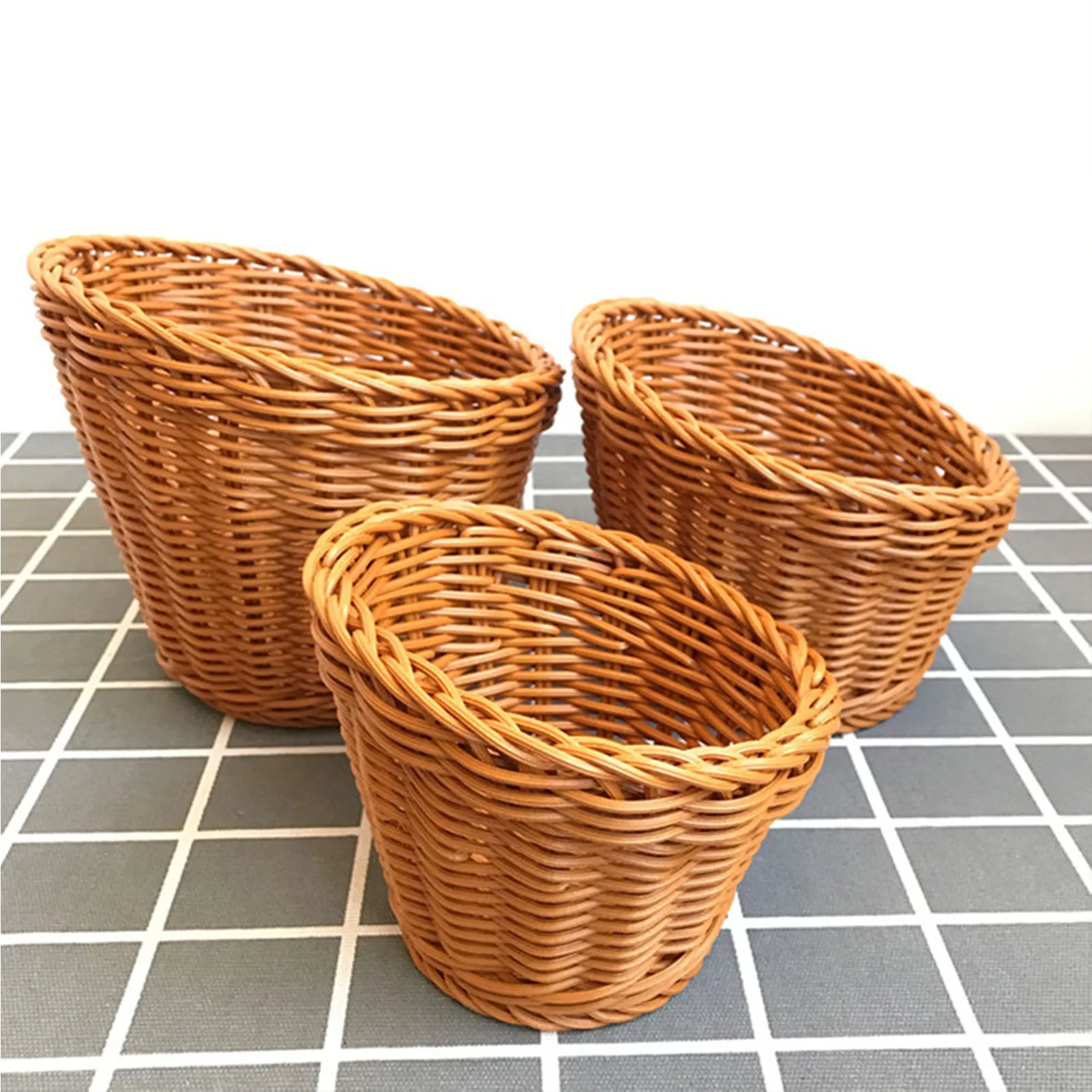 

Hand-woven Flower Basket Food Storage Tray Handmade Vegetable Display Storage Basket for Home Kitchen Storage Accessories
