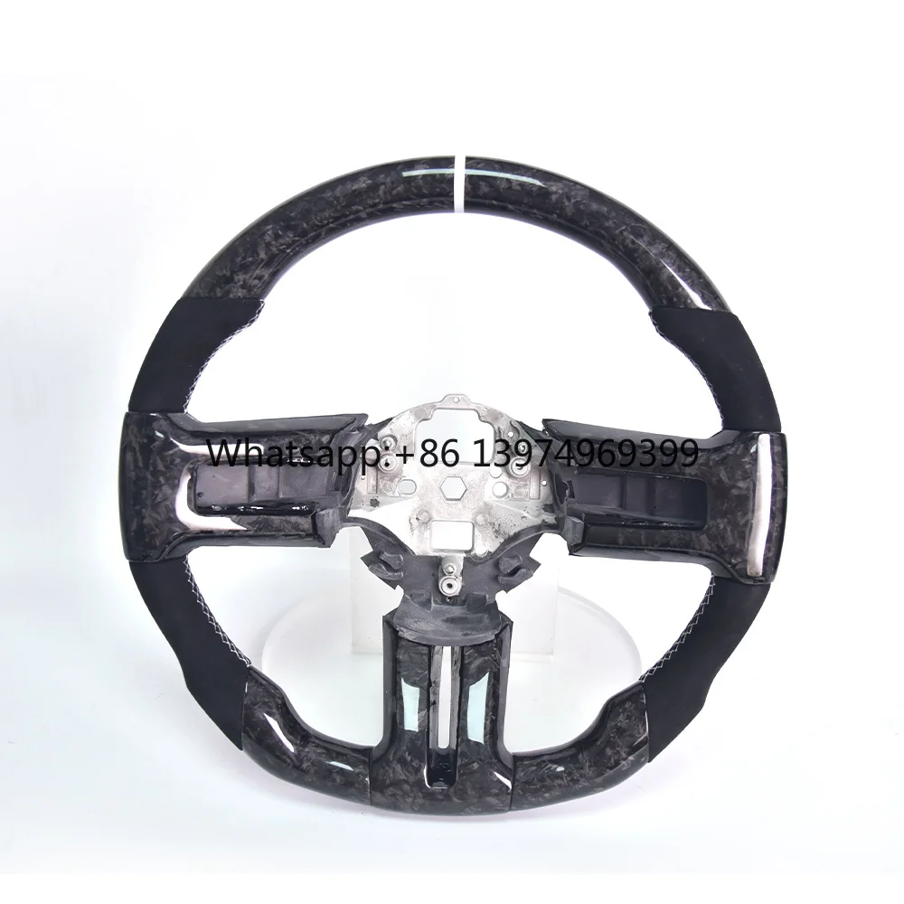 Suitable for Ford Mustang 2014 Modified Forged Carbon Fiber Steering Wheel Assembly Perforated Leather Customized Upgrade