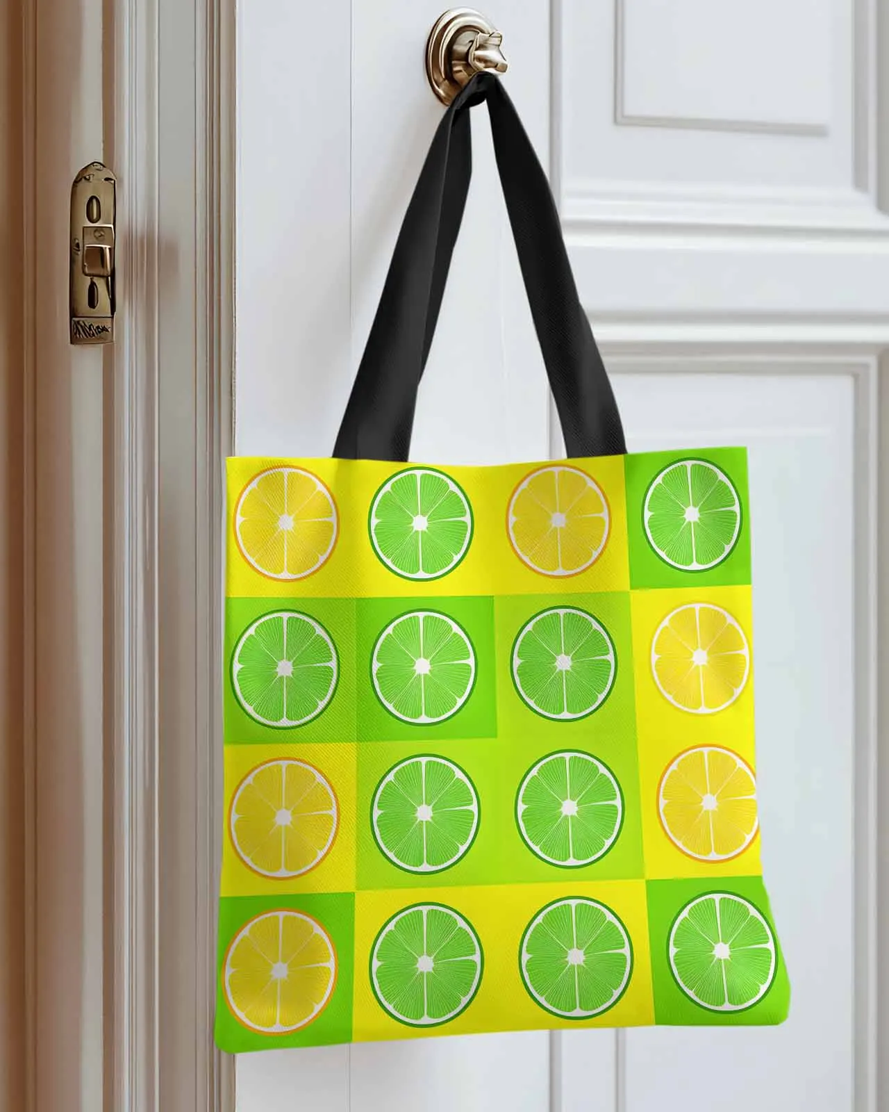 

Fruit Yellow Green Lemon Canvas Bag Handbag Oxford Cloth Eco Shopping Storage Bag for Home Use