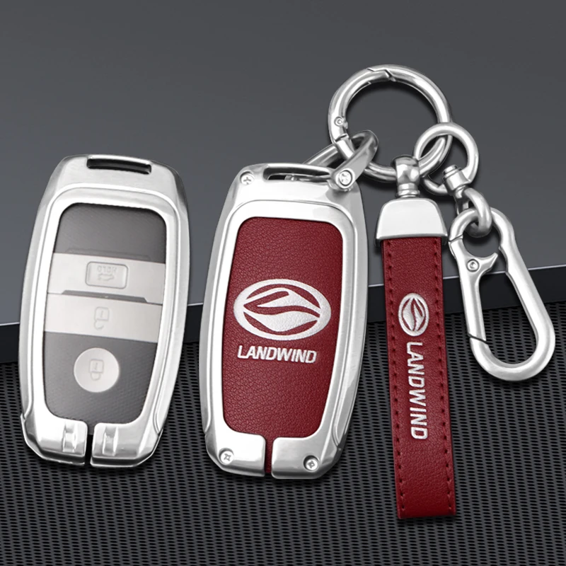 

Car Remote Key Cover Case for Landwind X5 X7 X8 Zinc Alloy Leather Protection Keychain Keyless Bag Shell Interior Accessories