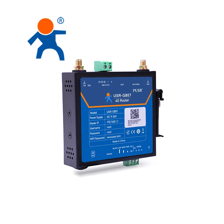 O roteador celular industrial IoT 4G de alto desempenho USR-G807-EUX suporta porta serial RS232/485