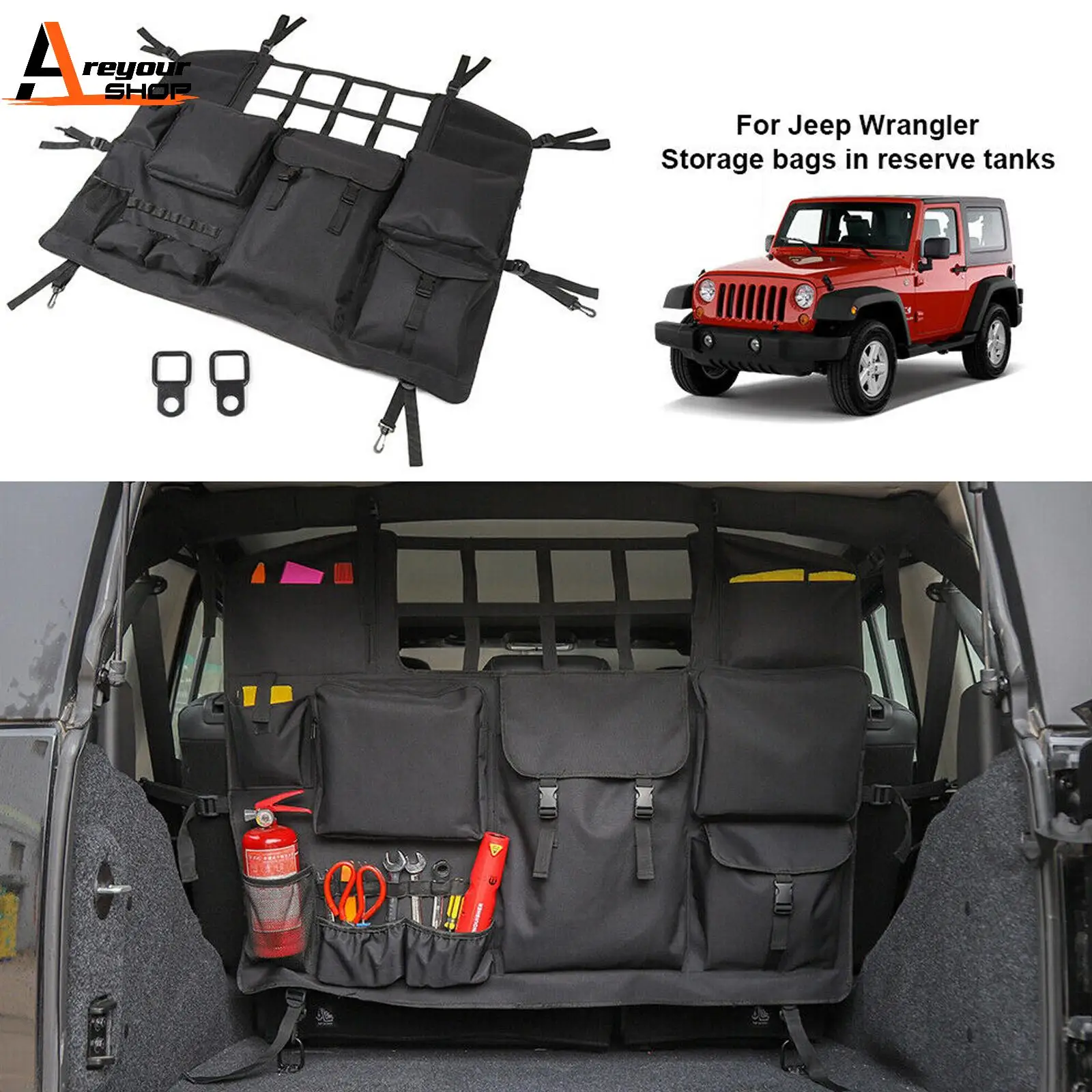 

Car Trunk Organizer Storage Bag fit for Jeep Wrangler JK JL 07-20 Accessories