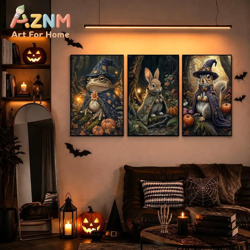 Halloween Fantasy Gothic Painting Calligraphy Modern Halloween Wall Art for Bedroom Living Room Minimalist Home Decor