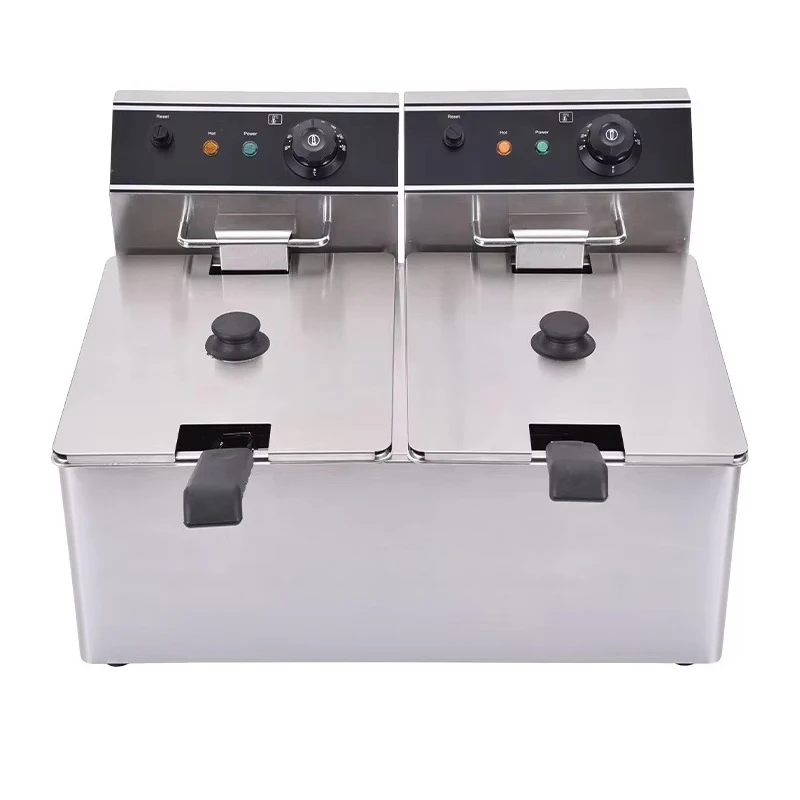 

6l+6l Double Basket Deep Fryer Potato Chicken Chips Frying Machine Electric Commercial Fryers