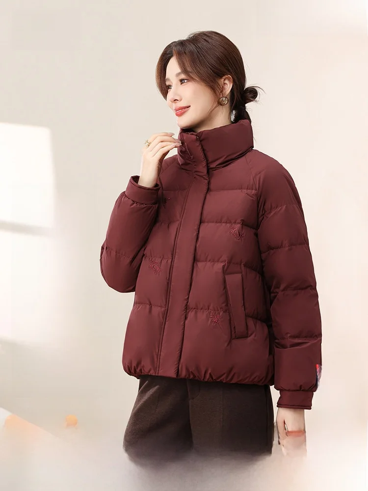 

Snowy Flight 2026 Осенняя новинка: Женская теплая пуховая куртка с воротником-стойкой, модная, приталенная, больших размеров