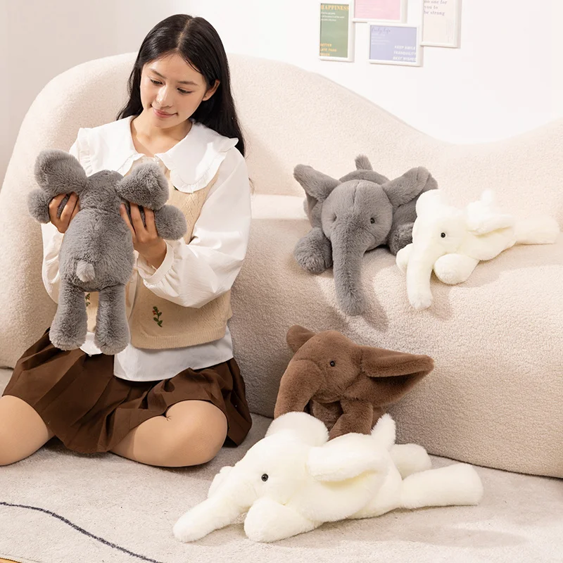 45/60cm High Quality Lifelike Elephant Plush Doll Brown Gray White Super Soft Plush Doll Home Decoration Birthday Gift For Boys