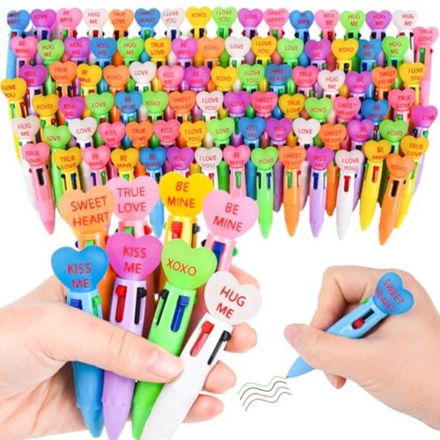 

Pcs Valentine's Day Conversation Multicolor Pen in One Cartoon Cute Fun 4-in-1 Pens Bulk Kawaii Be Mine Kiss Me Love Conversati