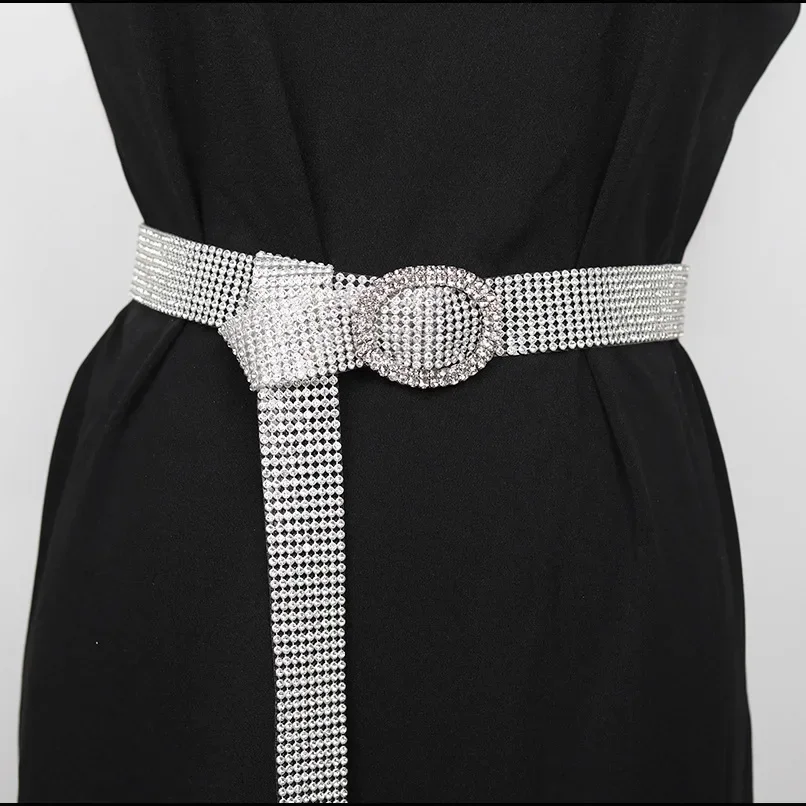 2023 Fashion Rhinestone Belt Ladies with Skirt Jeans Decoration High Quality Belts for Women Luxury Designer Brand Gold Silver