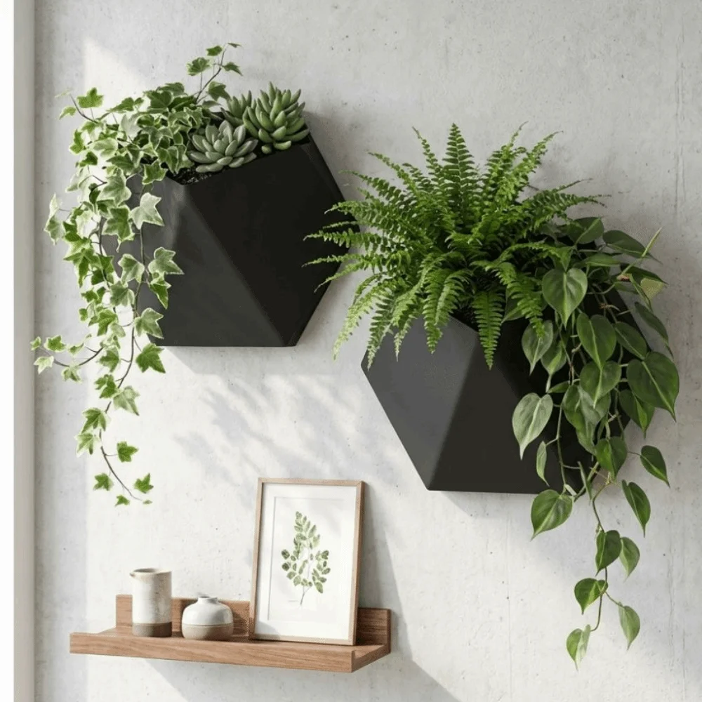 Geometric Hexagonal Flower Pot 3D Printed Decorative Wall Hanging Planter Wall-Mounted Plant Containers Greenery Display
