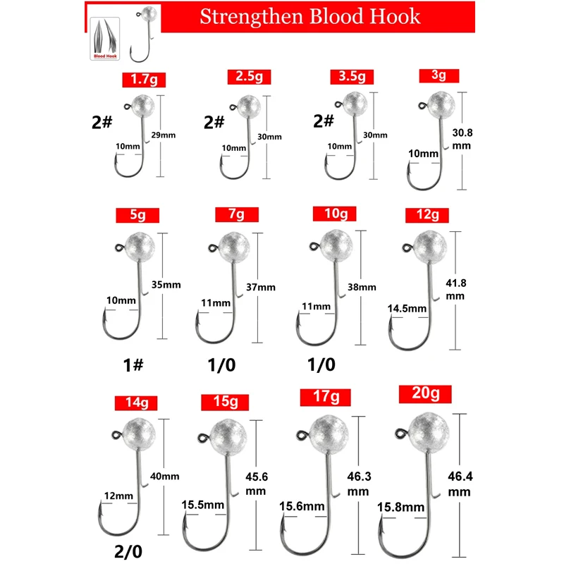 Jig Head NED vástago largo – Anzuelo bola redonda para vinilos - imagen 5