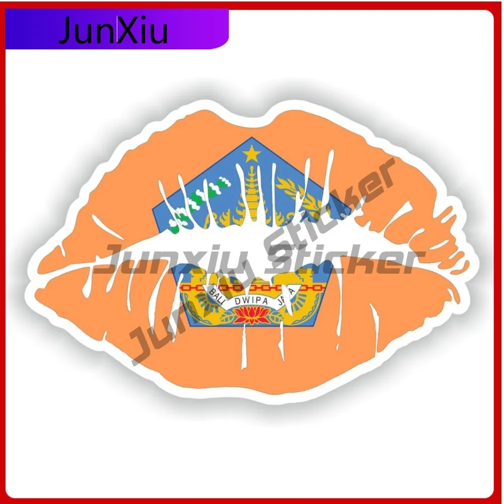

Bali Indonesia Flag Lips Shape With National Emblem Vinyl Decals Rv Motorcycle Car Suv Camping Waterproof Decals Accessories Pvc