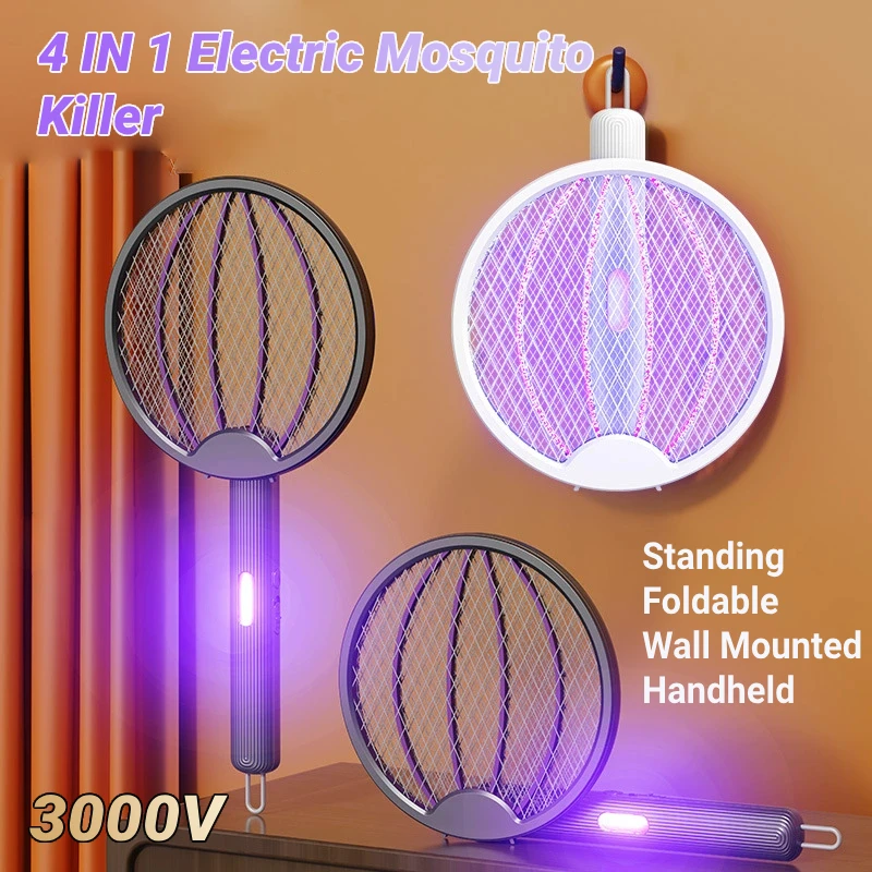 3000 فولت طوي قاتل الماموس الكهربائي القاتل مصباح يده فخ الذباب البعوض منشة مضرب مبيد حشري مع الأشعة فوق البنفسجية ضوء علة صاعق