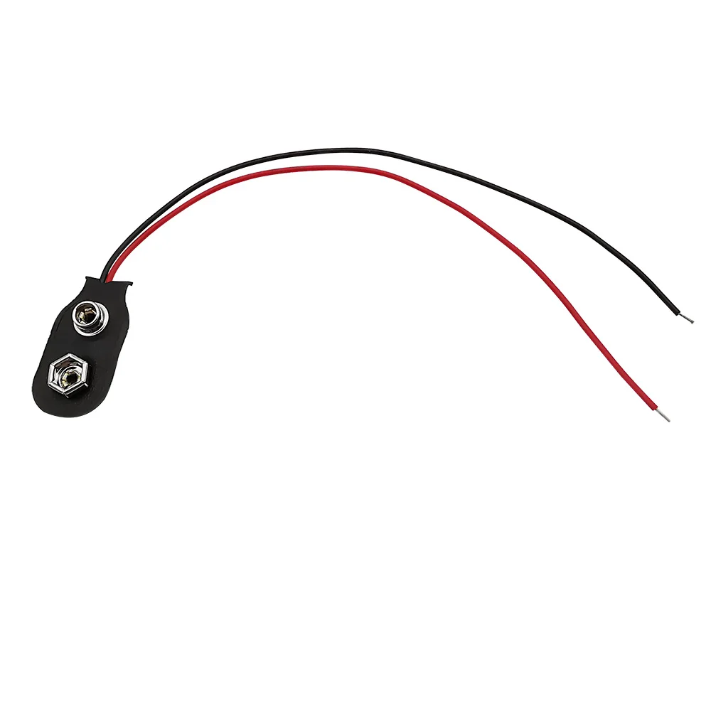 5Pcs 9V Battery Snap Connector Clip Lead Wires Holder I-Type 9 Volt Battery Buckle 15CM Black Red Cable Connectors