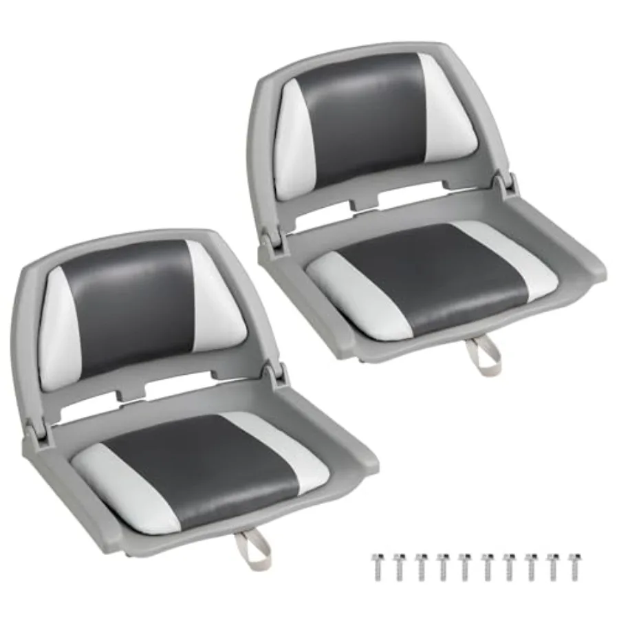 

Boat Seats, Molded Low Back Fishing Boat Chairs, Marine-Grade PVC Cushion Pad for Back and Seat, 5 Bolts Included, Flip-up Jon