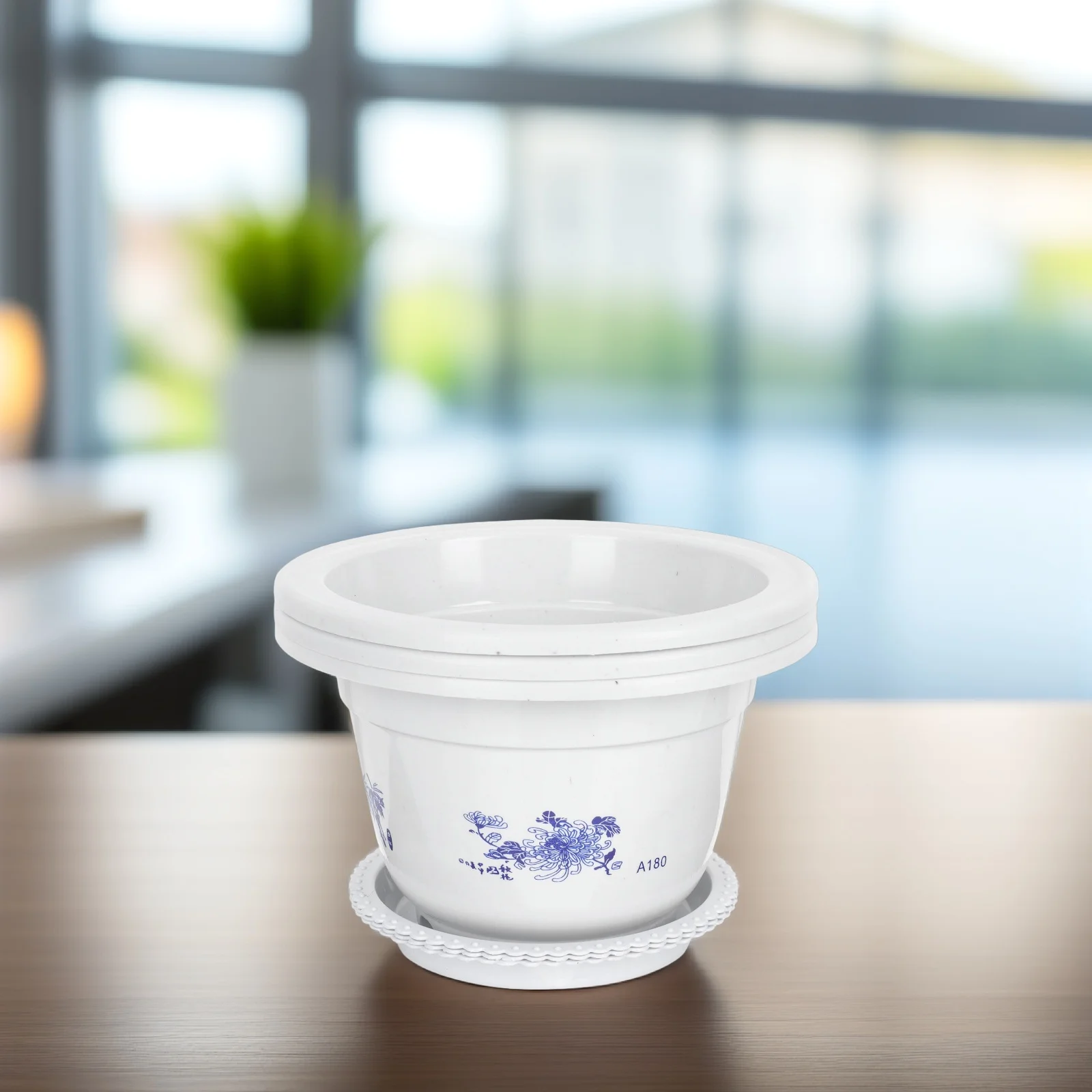 3 قطعة وعاء النباتات الخضراء المستديرة أصيص زهور بلاستيكي مع ثقب الصرف خفيفة الوزن شرفة زارع للمنزل حديقة مكتب عصاري #1