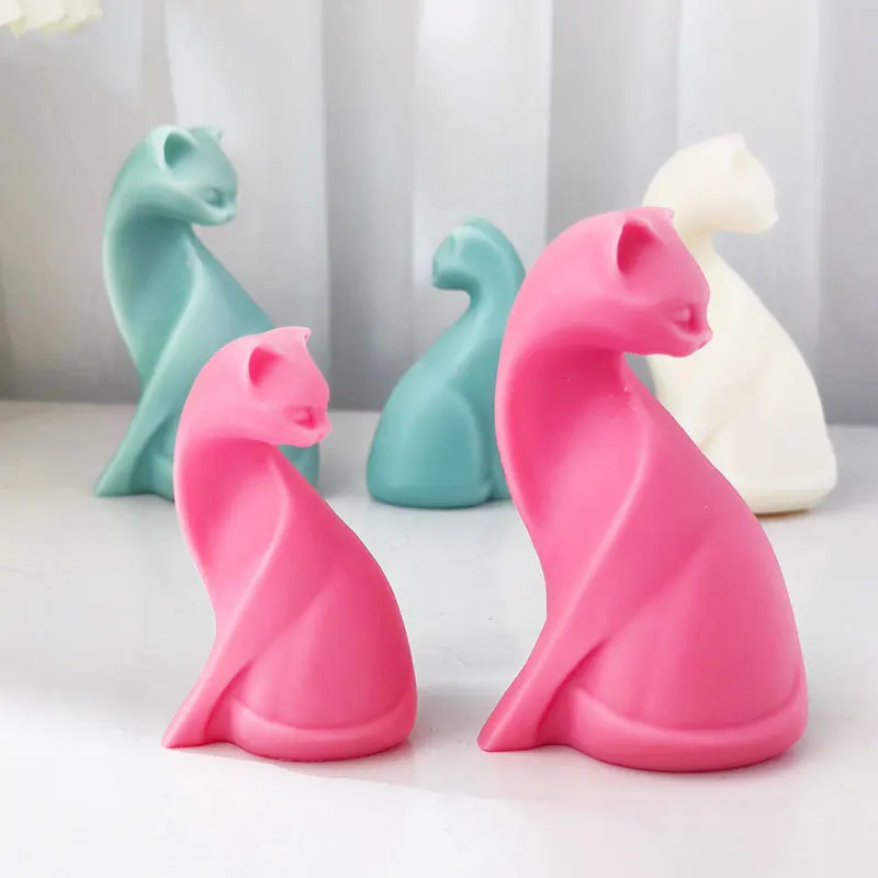 

Sculpture Sitting Cat Candle Soap Silicone Mold Handmade Art Aromatherapy Candle 3D Mousse Cake Decoration Silicone Mold