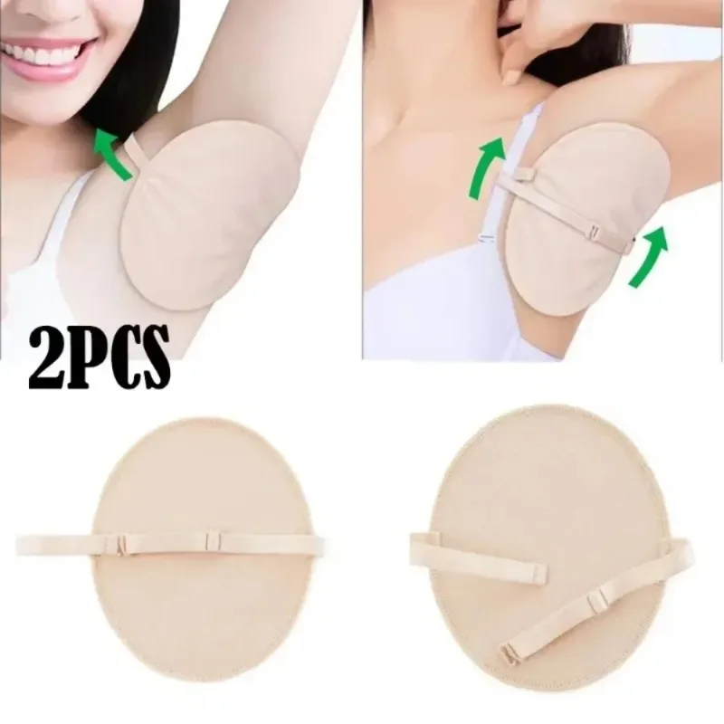New 2 PCS=1Pairs Underarm Pads Reusable Adjusted Breathable Cotton Armpit Sweat Strap Pads for Women's Mens Cotton Underarm Pads
