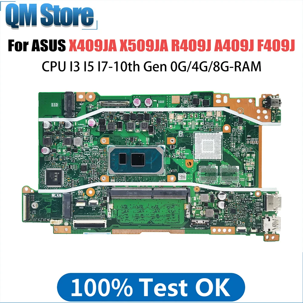 X409JA Notebook Mainboard X509JA R409J A409J F409J A509J F509J P1510CJA Laptop Motherboard CPU I3 I5 10th Gen 0G 4G RAM