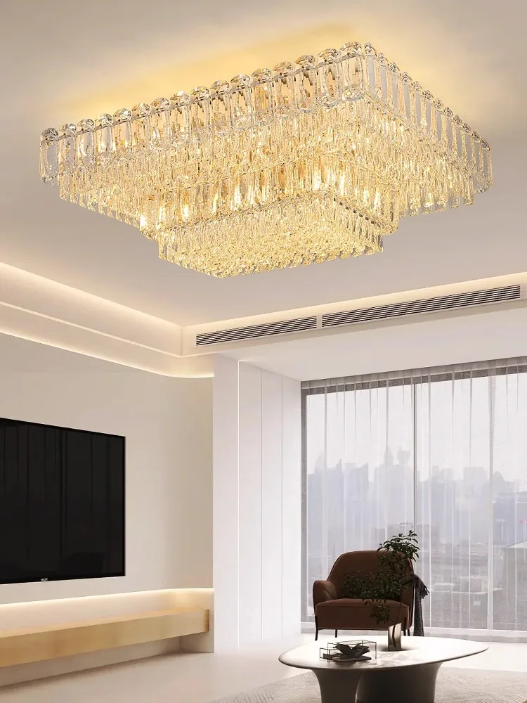 

Modern Rectangle Crystal Ceiling Lamp 2025 Minimalist Home Decoration Light Fixture For Living Room Foyer Lamparas De Techo